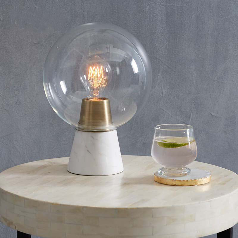 Modern Clear Glass Sphere Reading Light In White With 1 Bulb