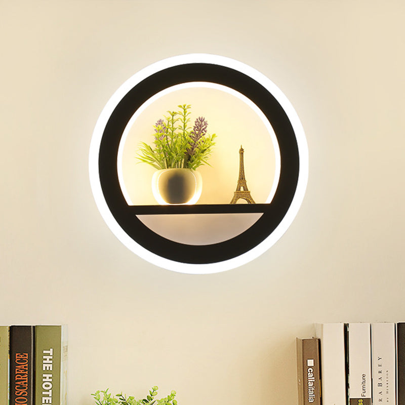 Industrial Metal White Sconce Wall Light - Led Circular Head Lighting Fixture