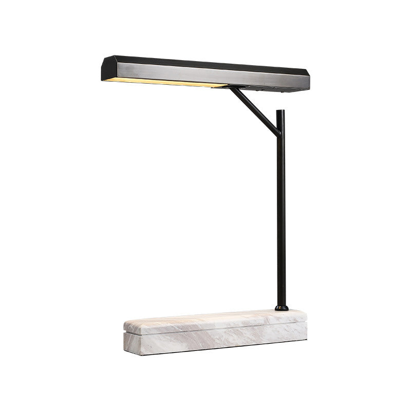 Modern Metal Led Night Table Lamp In Black With Marble Base