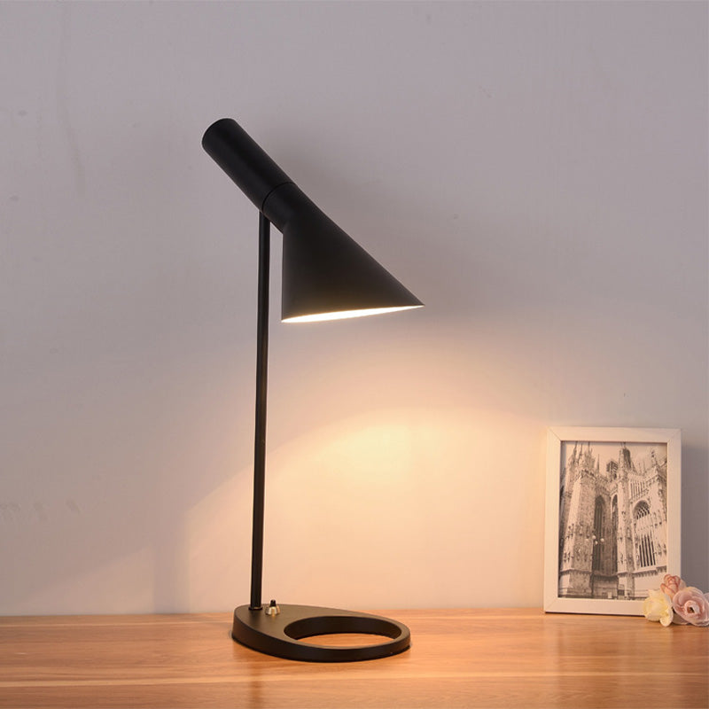 Modern Black Bedside Table Lamp With Flared Metal Shade - 1 Bulb