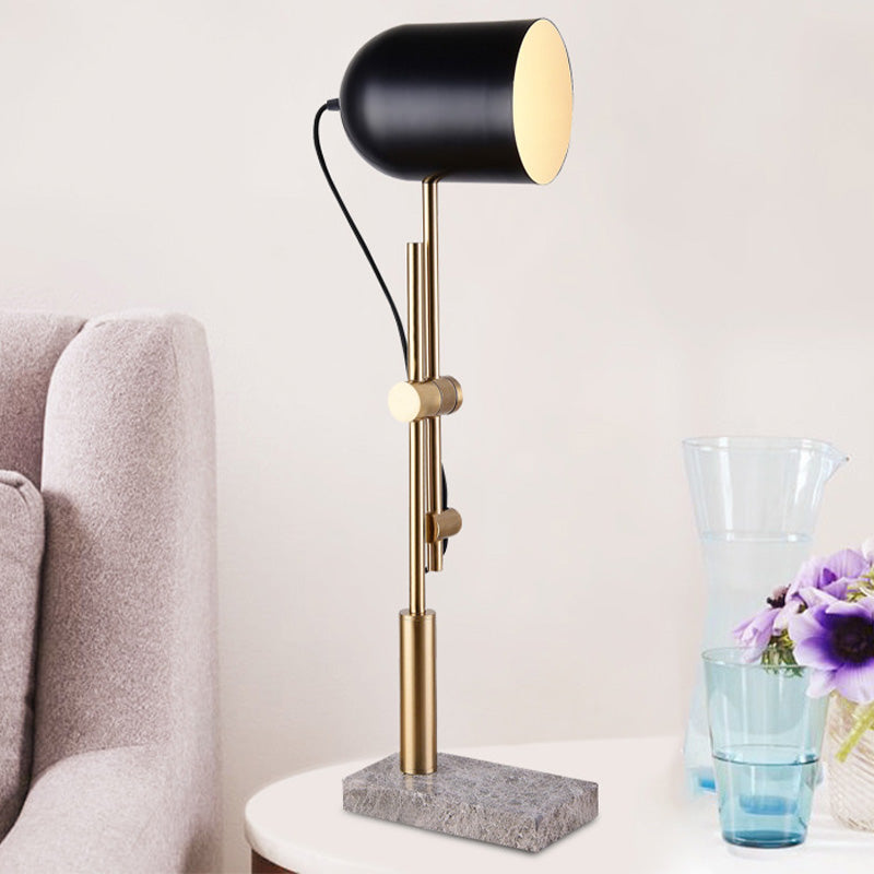 Modern Black Metal Cylinder Table Light - Small Desk Lamp With Rotating Node