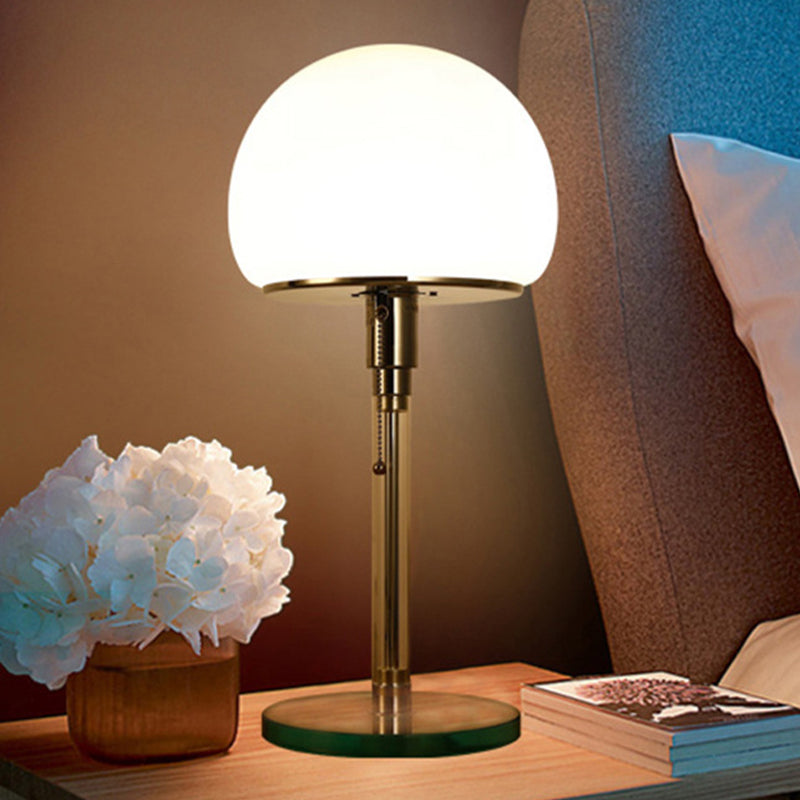 Contemporary White Glass Nightstand Lamp With Blue Reading Light