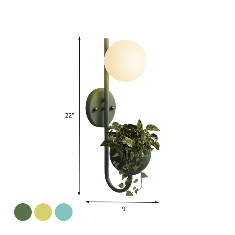 Industrial 1-Light Led Metal Sconce In Yellow/Blue/Green For Plant Wall Mount Lighting Restaurants