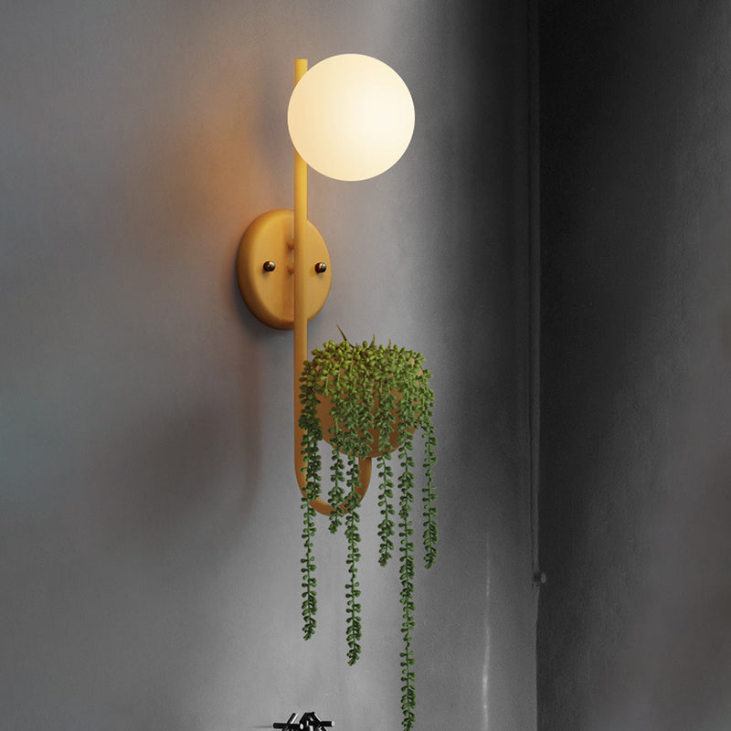 Industrial 1-Light Led Metal Sconce In Yellow/Blue/Green For Plant Wall Mount Lighting Restaurants
