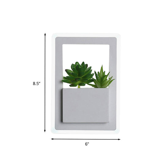 Modern Acrylic Led Wall Light In White: Round/Rectangle/Rhombus Shape For Indoor Plants With