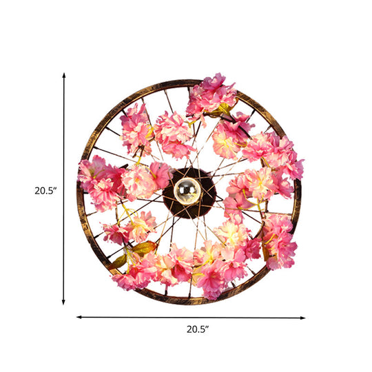 Antique Cherry Blossom Wall Sconce Light W/ Led Lighting & Brass Mount 12.5-20.5 Diameter