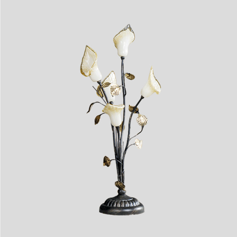 Vintage Bronze Metal Led Nightstand Light: 5-Head Flower Night Lighting For Living Room