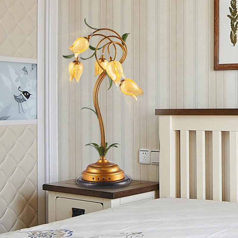 American Garden 5-Head Metal Tulip Night Light In Brass - Perfect For Bedroom