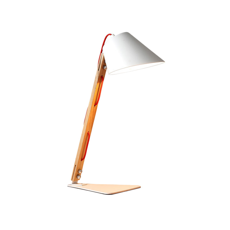 Modern 1-Light Bedside Lamp: White Metal Shade & Flared Design For Reading