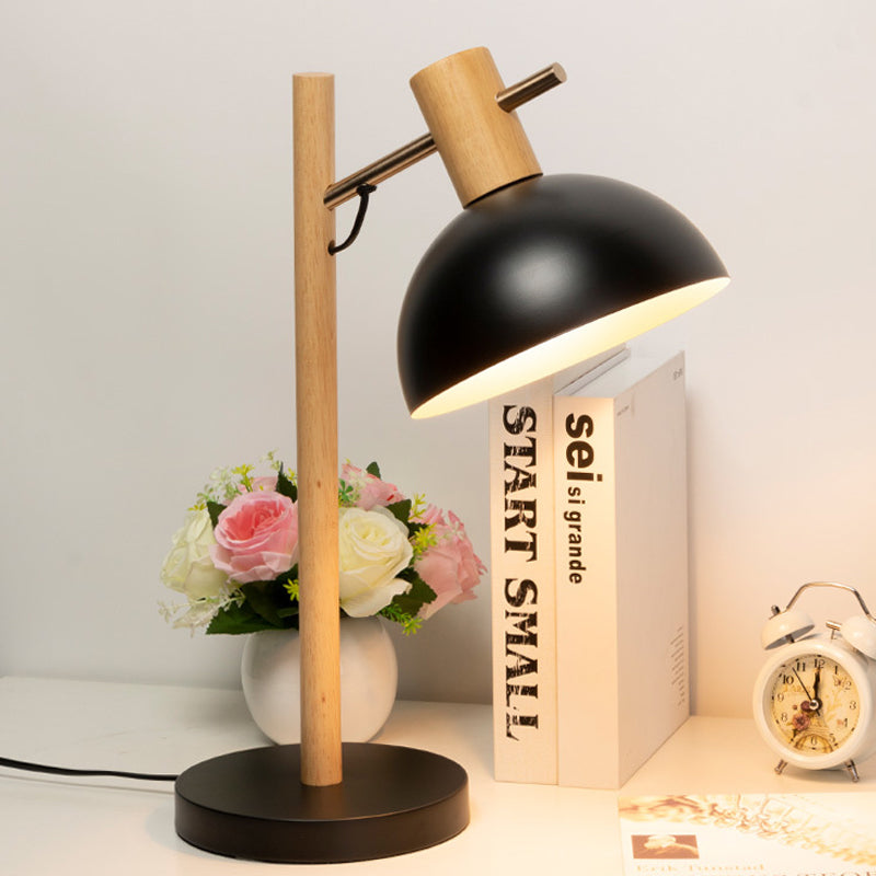 Modernist Hemisphere Task Lighting: Metallic 1-Bulb Reading Lamp In Black For Study