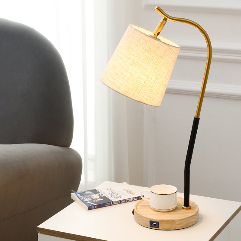 Modern Flare Fabric Task Lighting: 1 Bulb Red Brown/Beige Reading Lamp For Living Room Beige