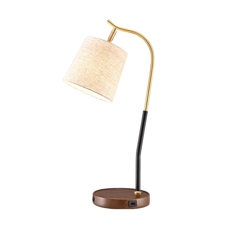 Modern Flare Fabric Task Lighting: 1 Bulb Red Brown/Beige Reading Lamp For Living Room