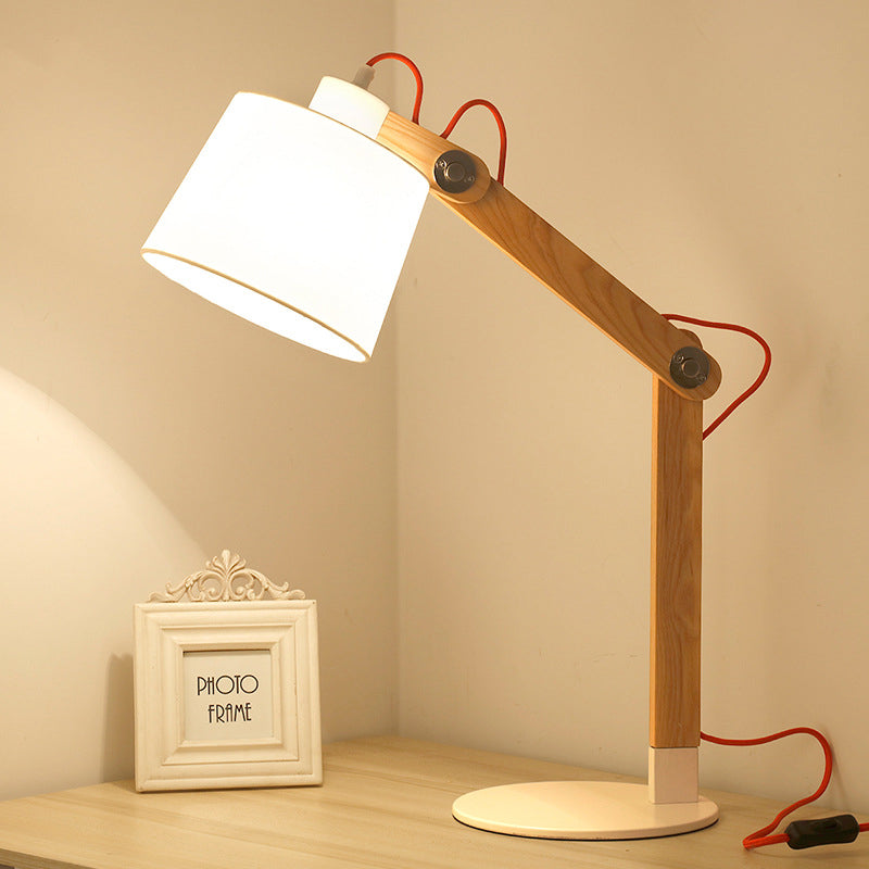 Modern White Drum Reading Light - 1 Head Nightstand Lamp With Rotating Node