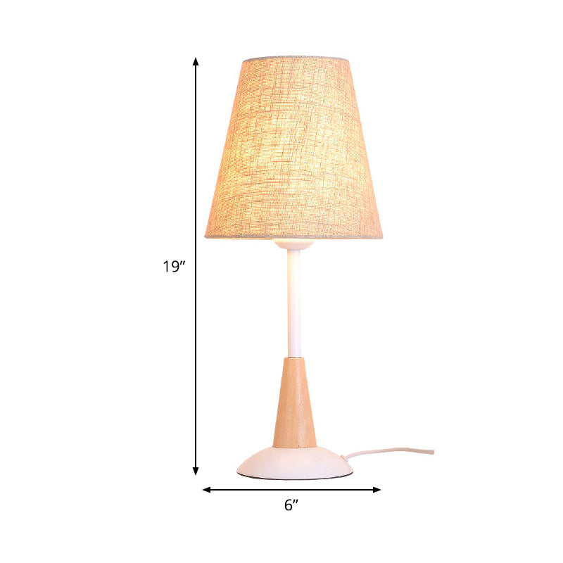Modern Flaxen Desk Lamp With Wide Flare Fabric Shade