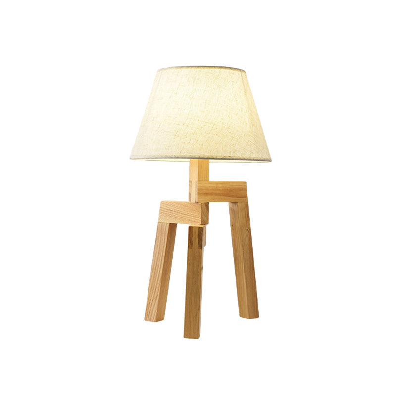 Modern White Fabric Nightstand Lamp With Wide Flare - Perfect Reading Light For Living Room
