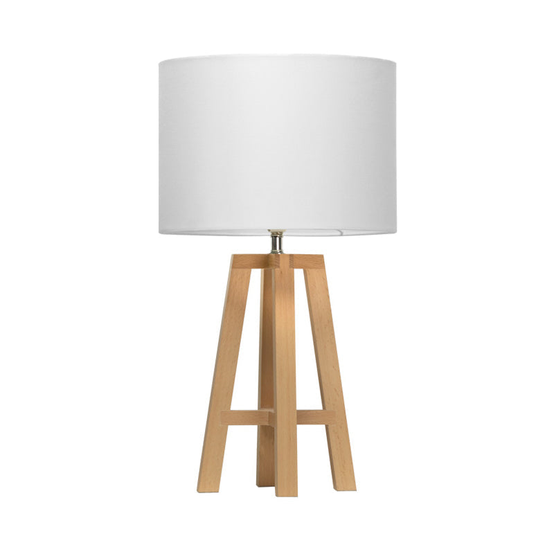 Modern Cylinder Nightstand Lamp With Flaxen/White Fabric Shade - Perfect Reading Book Light (1 Head)