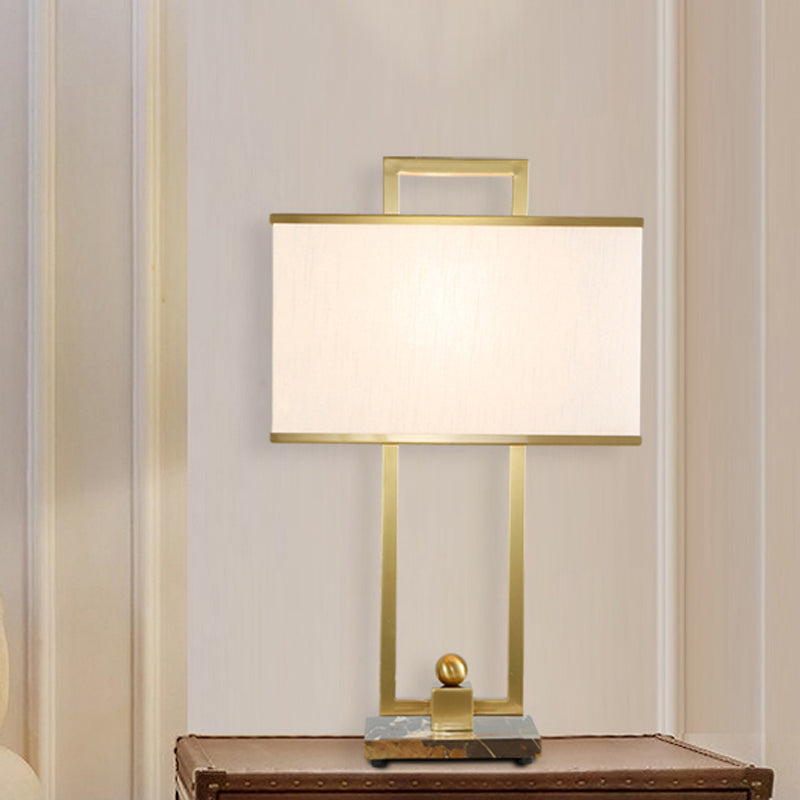 Modernist Rectangular Fabric Task Lamp In White - Ideal For Study Or Reading
