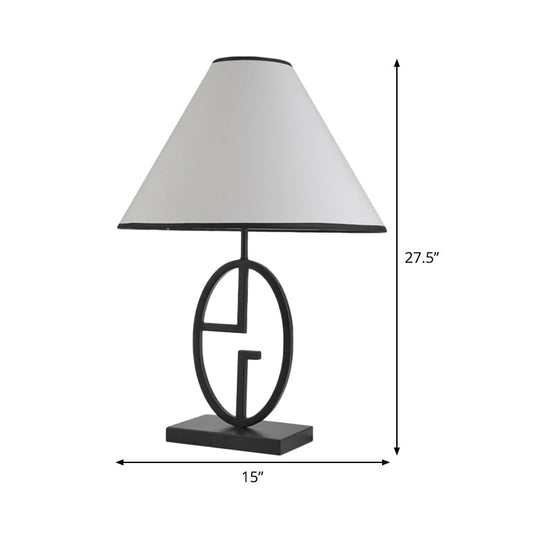 Modern White Fabric Table Light With Flare Design & Metal Base - Small Desk Lamp