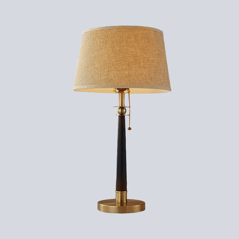 Modern Conical Task Lamp With Flaxen Fabric Shade Pull Chain & 1 Head Reading Light - 12/16 Wide