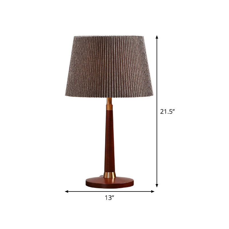 Contemporary Grey Tapered Drum Nightstand Lamp With 1 Bulb - Reading Book Light