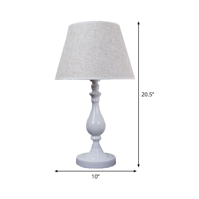 Modernist Metallic Desk Lamp: Urn-Shaped White Table Light With Fabric Shade