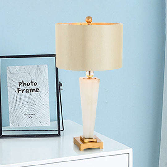 Modernist Fabric Shade Reading Lamp - White Task Lighting With 1 Bulb