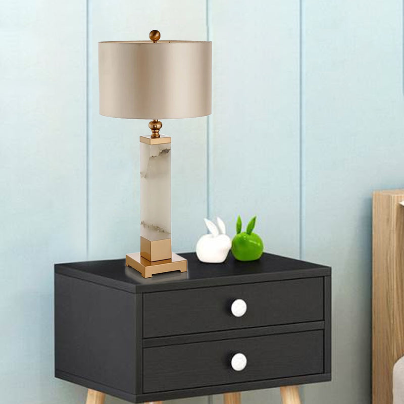 Modern Gold Desk Lamp With Fabric Shade - Ideal For Living Room Or Office