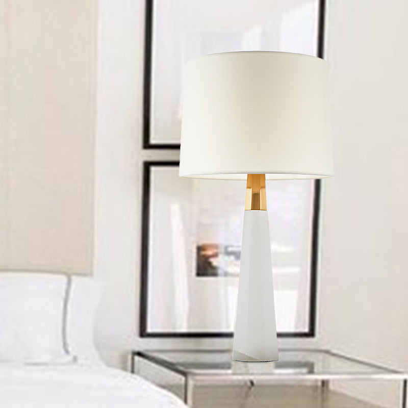 White Modern Conical Shade Desk Lamp With 1 Bulb For Bedroom