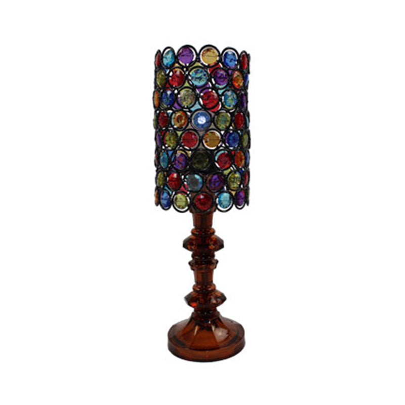 Metal Night Table Lamp - Stylish Black Column Design For Living Room Décor