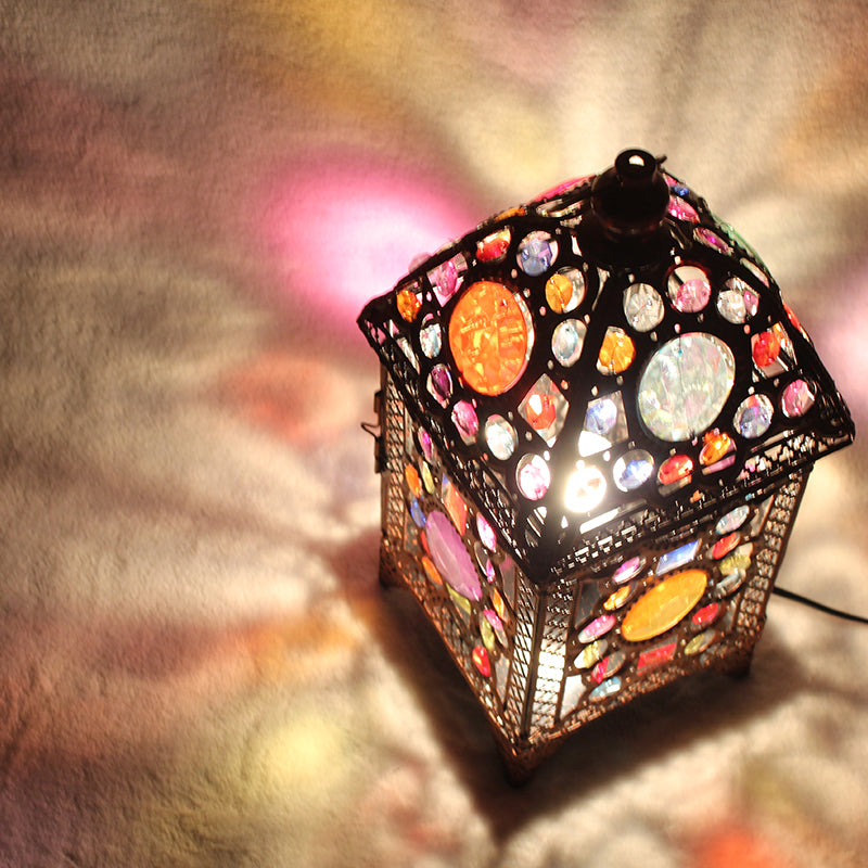 Black Metal Lantern Nightstand Light For Cozy Living Room Ambience