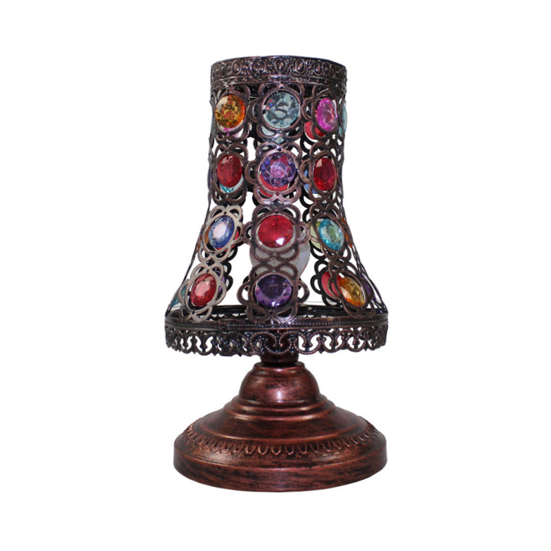 Copper Metal Bell/Cone Bedroom Night Table Lamp 1-Light Decorative Nightstand Lighting 5.5/6 Wide /