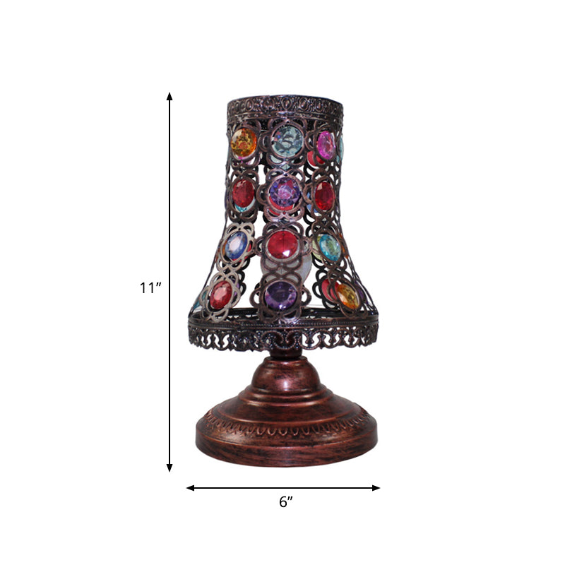 Copper Metal Bell/Cone Bedroom Night Table Lamp 1-Light Decorative Nightstand Lighting 5.5/6 Wide
