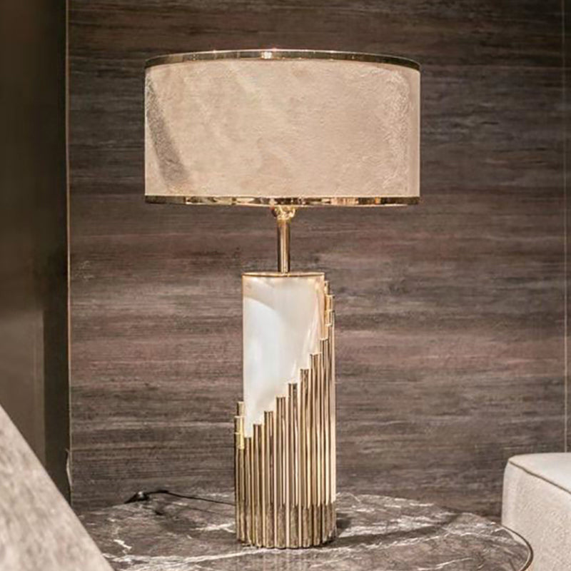 Modern Gold Table Lamp With Fabric Shade For Living Room Desk - 1 Head