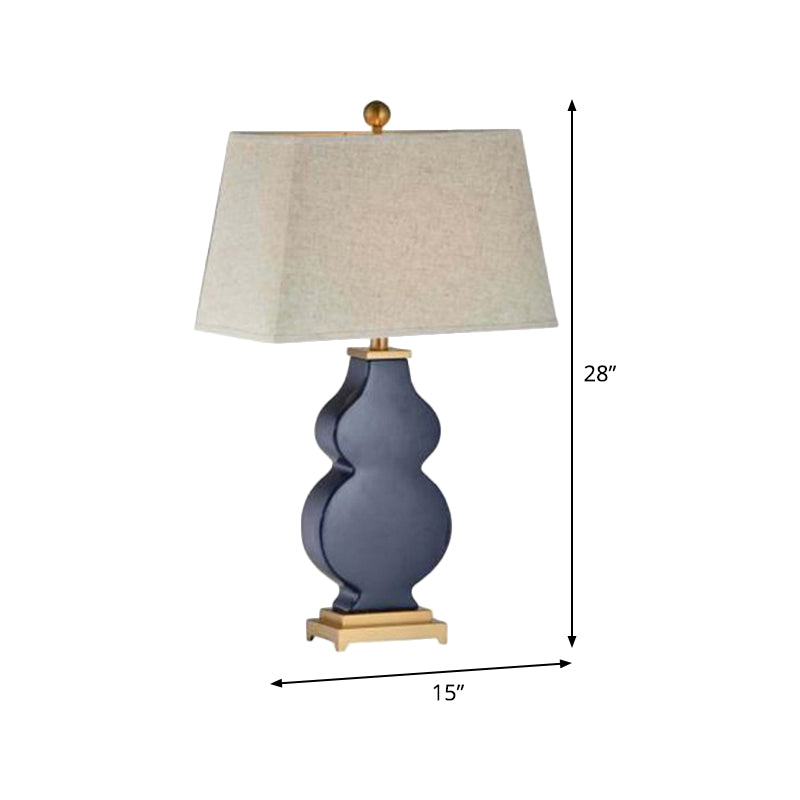 Blue Modernist Pagoda Desk Lamp: 1-Bulb Fabric Night Table Light For Bedroom