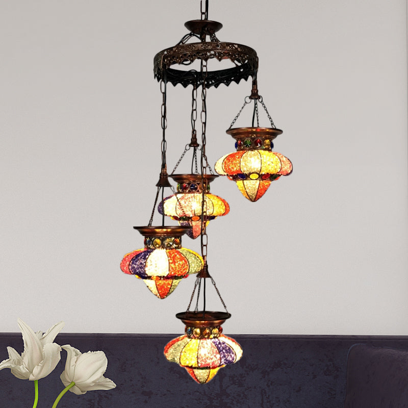 Antique Copper Chandelier: Urn-Shaped Suspension Lighting 4/6 Lights For Dining Room