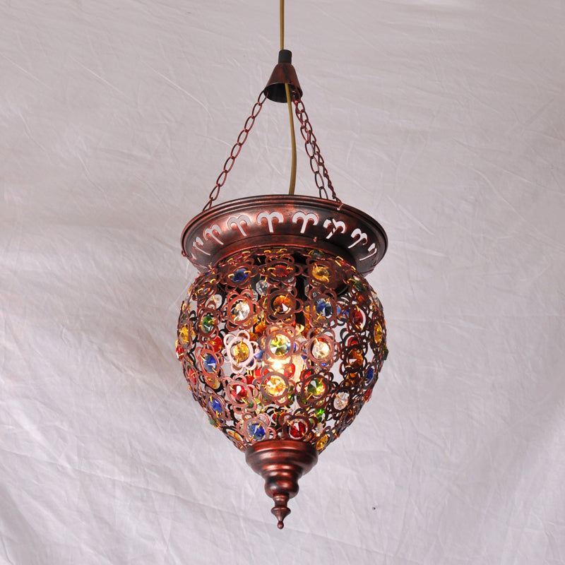 Copper Drop Urn Pendant Light For Traditional Balcony Lighting