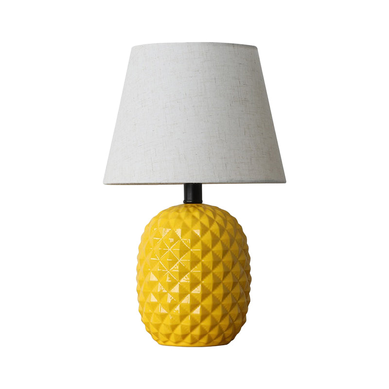 Modern Yellow Desk Lamp With Flare Fabric Shade - Small Living Room Table Light