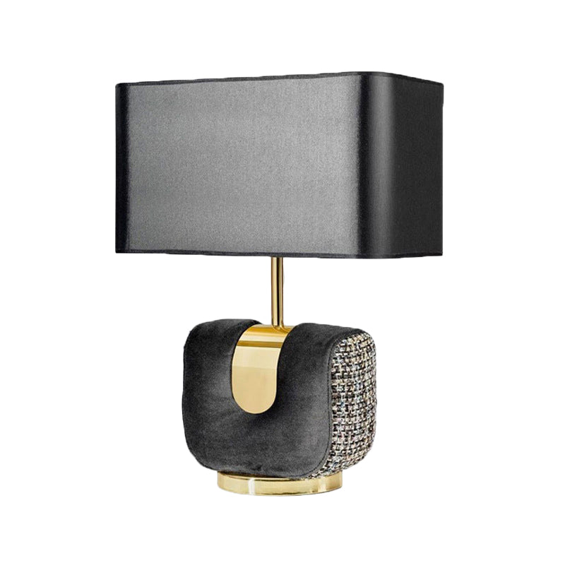 Modern Rectangular Table Lamp 14/16 Wide Black Fabric 1 Head Small Desk For Bedside