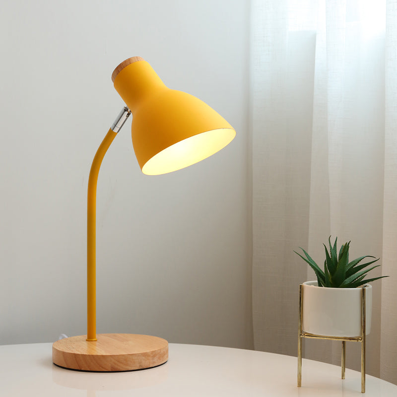Flare Table Lamp: Macaron Metal 1-Bulb Desk Light In Pink/Yellow With Rotating Node Yellow