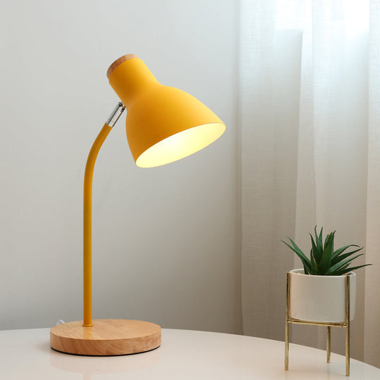 Flare Table Lamp: Macaron Metal 1-Bulb Desk Light In Pink/Yellow With Rotating Node Yellow