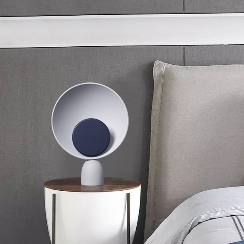 Modern Led Metal Shade Bedroom Reading Lamp Blue Night Light With Saucer Design