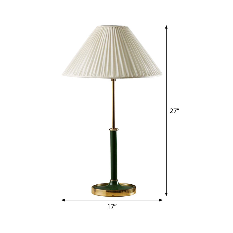 Modern Metal Table Lamp With Empire Shade - 1 Light White Fabric Nightlight For Living Room