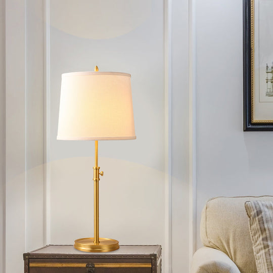 Modern White Nightstand Lamp: Sleek Fabric Shade Ideal For Bedroom