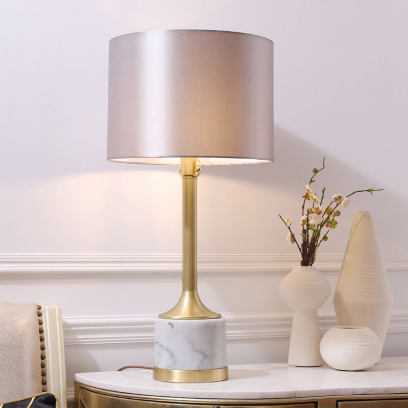 Minimalist Grey Fabric Table Lamp With Cylindrical Design - Perfect For Living Room Nightstands