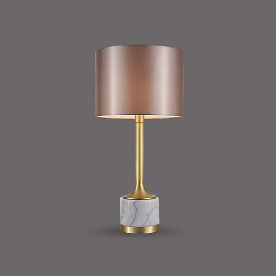 Minimalist Grey Fabric Table Lamp With Cylindrical Design - Perfect For Living Room Nightstands