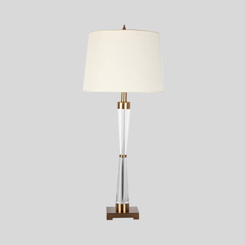 Modern Gold Desk Lamp With Barrel Fabric Shade Perfect For Living Room