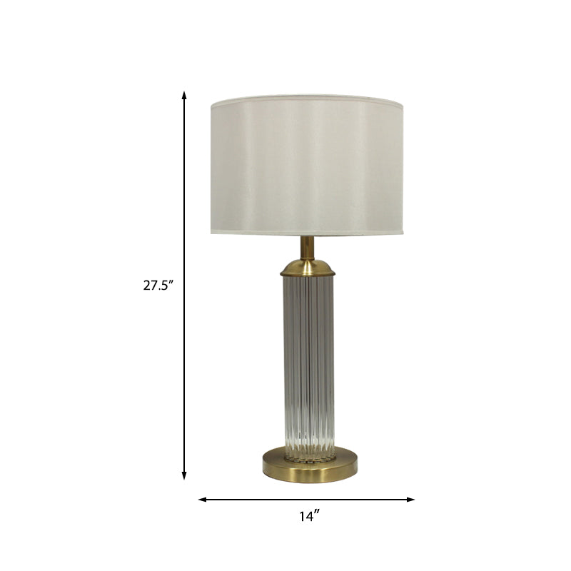 Golden Small Desk Lamp With Hand-Cut Crystal And Contemporary Column Design