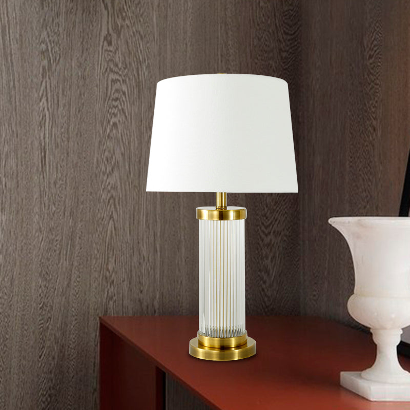Modern Gold Desk Lamp With Fabric Shade - Flare Design 1 Bulb