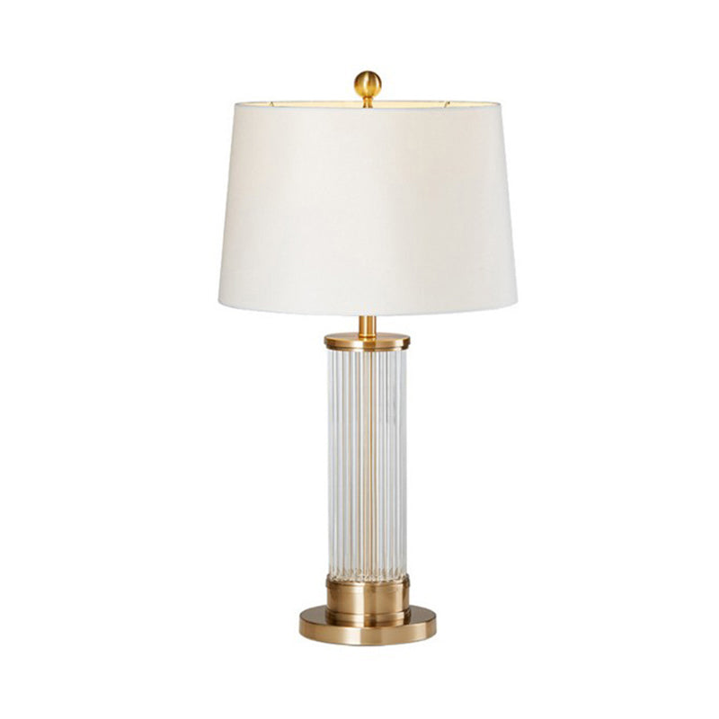 Modernist Gold Desk Lamp With Beveled Crystal Shade - Small 1 Bulb Task Lighting