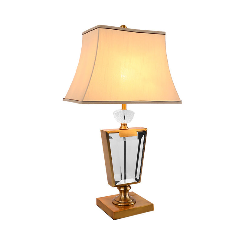 Gold Modernist Desk Lamp With Bell Fabric Shade - Perfect For Dining Room Or Small Tables